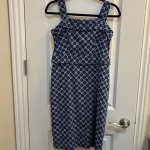 Ann Taylor Blue/White Sleeveless Knee-Length Dress 2P